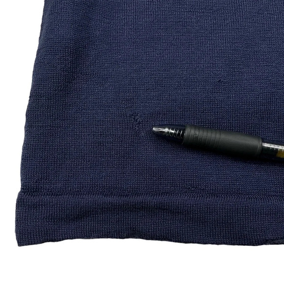 Boden 100% Wool Shirt. Pleated Ribbon Neck. 3/4 Sleeves. Navy Blue. Size US 14 - Picture 7 of 12